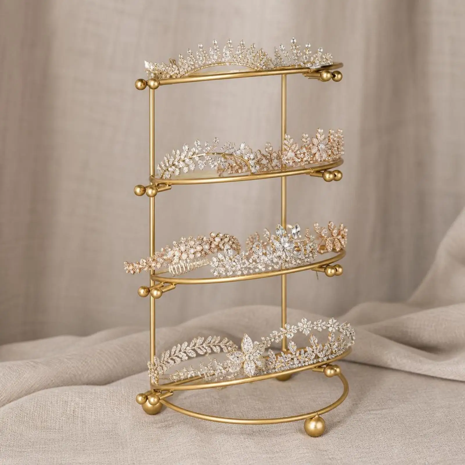 Metal Crown Display Stand for Jewelry Showcase Tiered Rack Headpiece Organizer for Costume Display