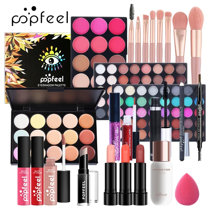 

POPFEEL Makeup Full Set for Women Professional Make up Kit Eyeshadow, LipGloss,Lipstick,Brushes,Eyebrow,Concealer Complete Box