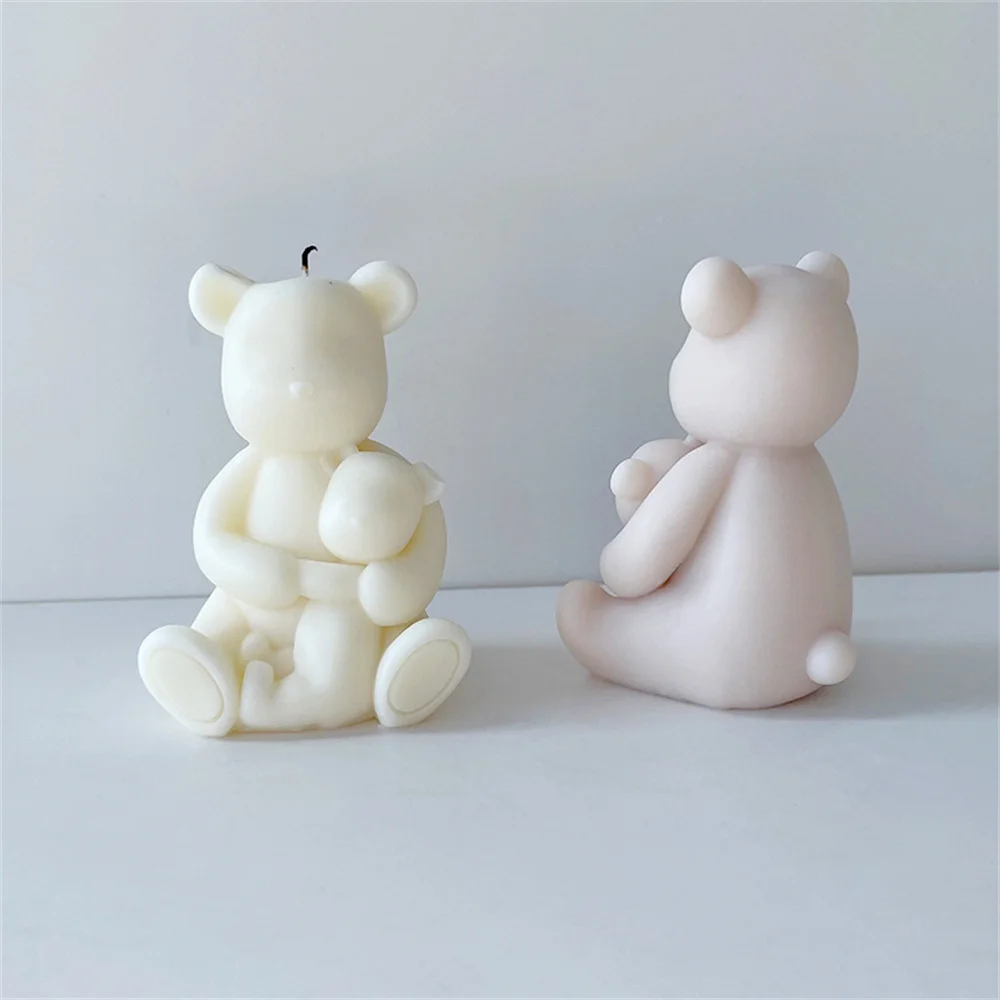 

3D Mother and Baby Bear Silicone Mold DIY Baby Birthday Party Cake Decorating Tool Cupcake Topper Fondant Baking Chocolate Molds