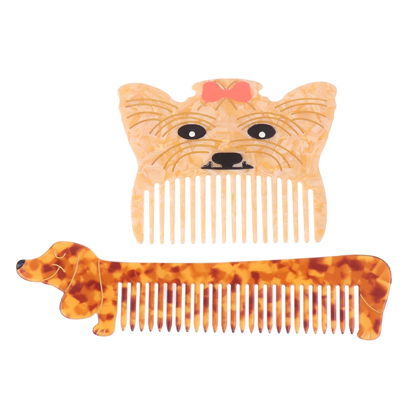 大きな歯の子犬のデザインの櫛,アセテートの理髪の櫛,帯電防止マッサージヘアブラシ,カラフルなスタイリングツール,かわいい