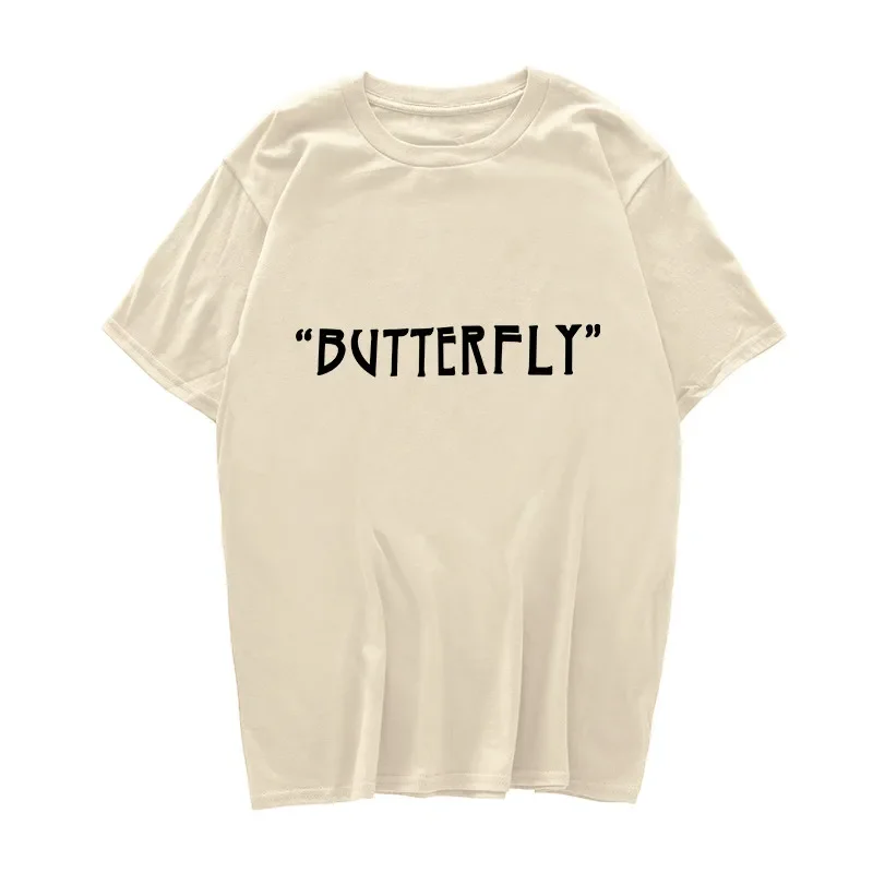 100% Cotton Hip Hop Plus Size T-shirt Men Women's Streetwear Harajuku Color Butterfly T-shirt Short Sleeve Loose HipHop T-shirt