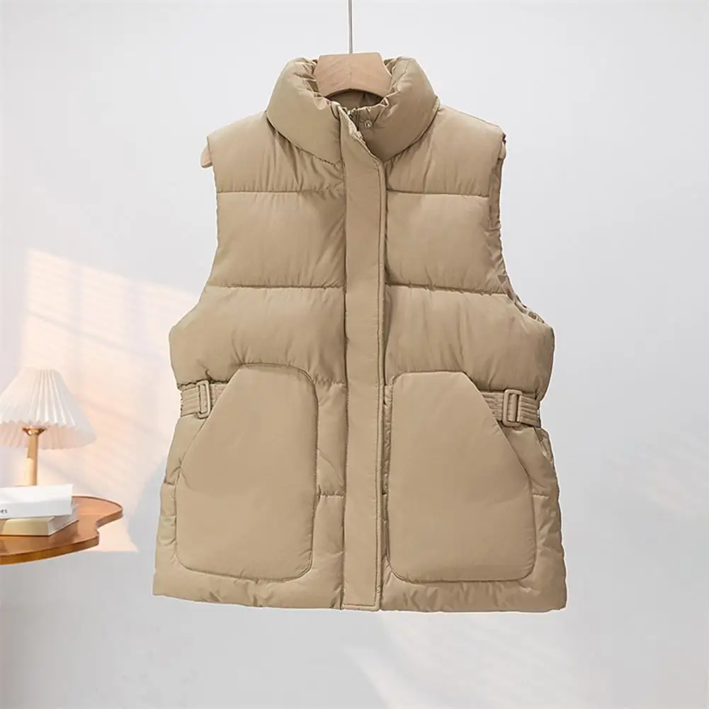 Spring Autumn Winter Women Vest Women’s Down Puffer Vest with Stand Collar Winter Waistcoat Jacket Zippered Outerwear