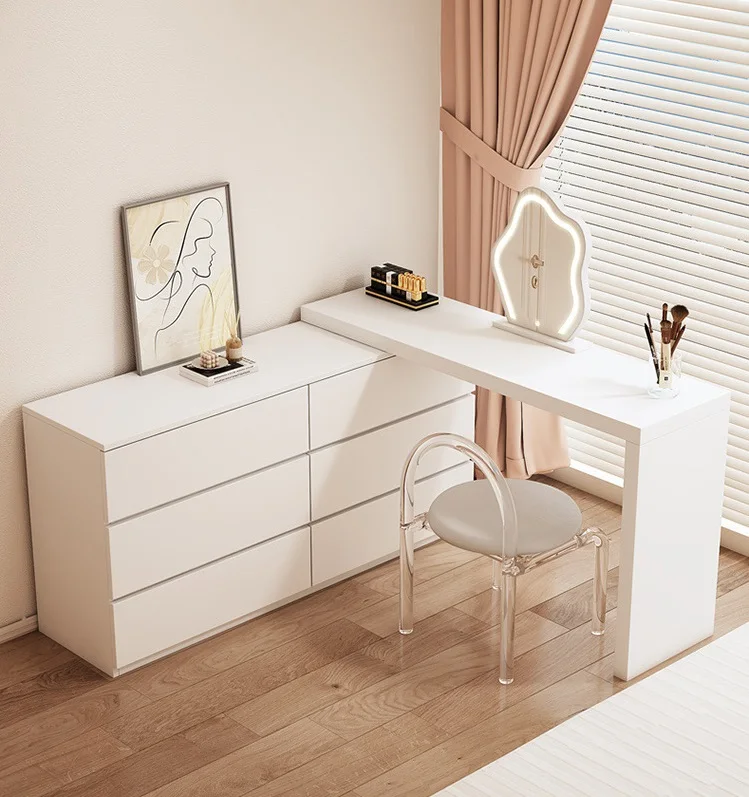 #Modern Minimalist Dresser With Standing Mirror Oak Particle Board For Bedroom Hotel Living Room Storage