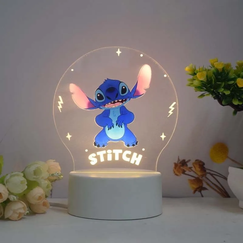 Disney-Lilo & Stitch Cartoon Animation Night Light, Candeeiro de Mesa Decorativo Quarto Infantil, Criativo, Periférico, Presente de Natal