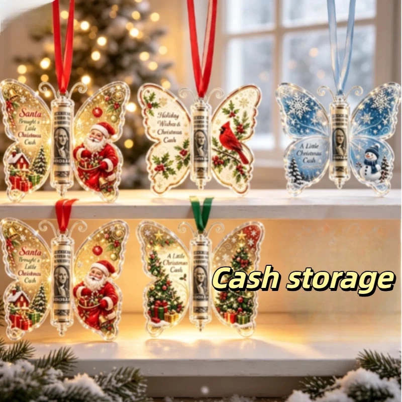 Butterfly Cash Gift Ornament Christmas Series Butterfly Cash Storage Pendant Christmas Tree Decorations 2026 Home Decoration