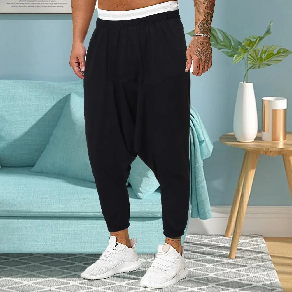 

Men Cotton and Linen Pants Harem Pants Baggy Casual Oversize Loose Joggers Wide Leg Pants Yoga Drop Crotch Trousers Hip Hop