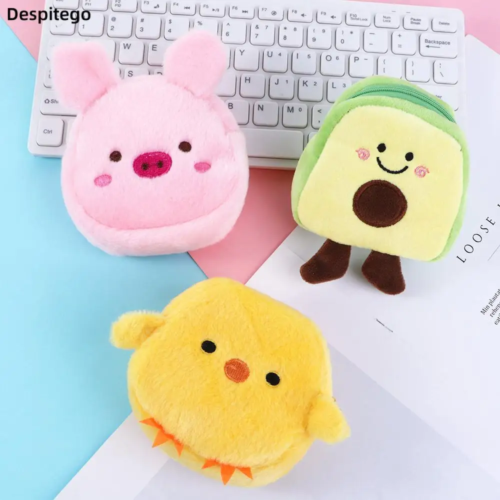 

Cute Cartoon Chicken Pig Avocado Fruit Shape Coin Purse Lipstick Bag Data Cable Bag Wallet Creative Gift Plush Bag