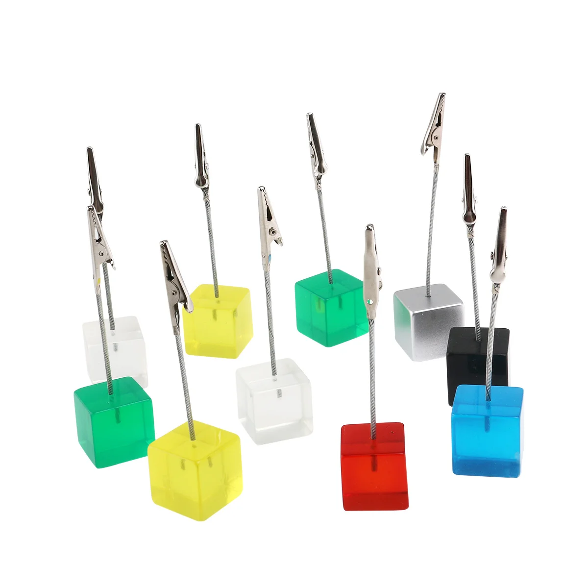 

Cube wire resin base Photo holder Memo clip Paper clip
