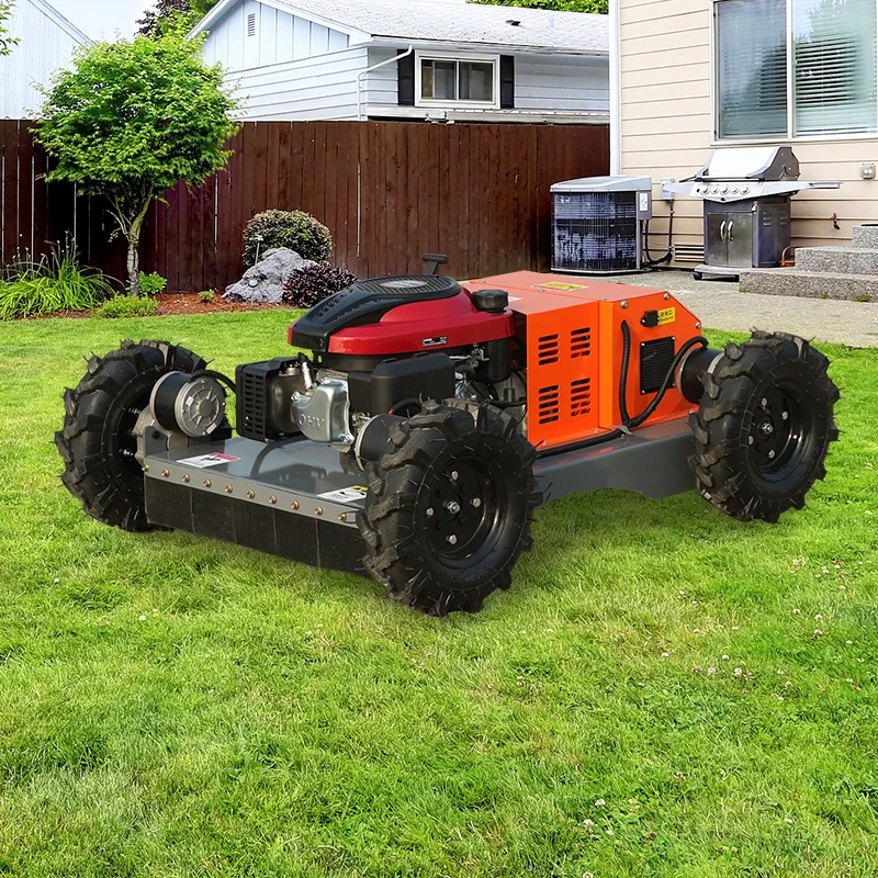 Factory 550A Crawler Lawn Mower 550mm 600mm 800mm petrol Remote Control Lawn Mower With Large Fuel Tank