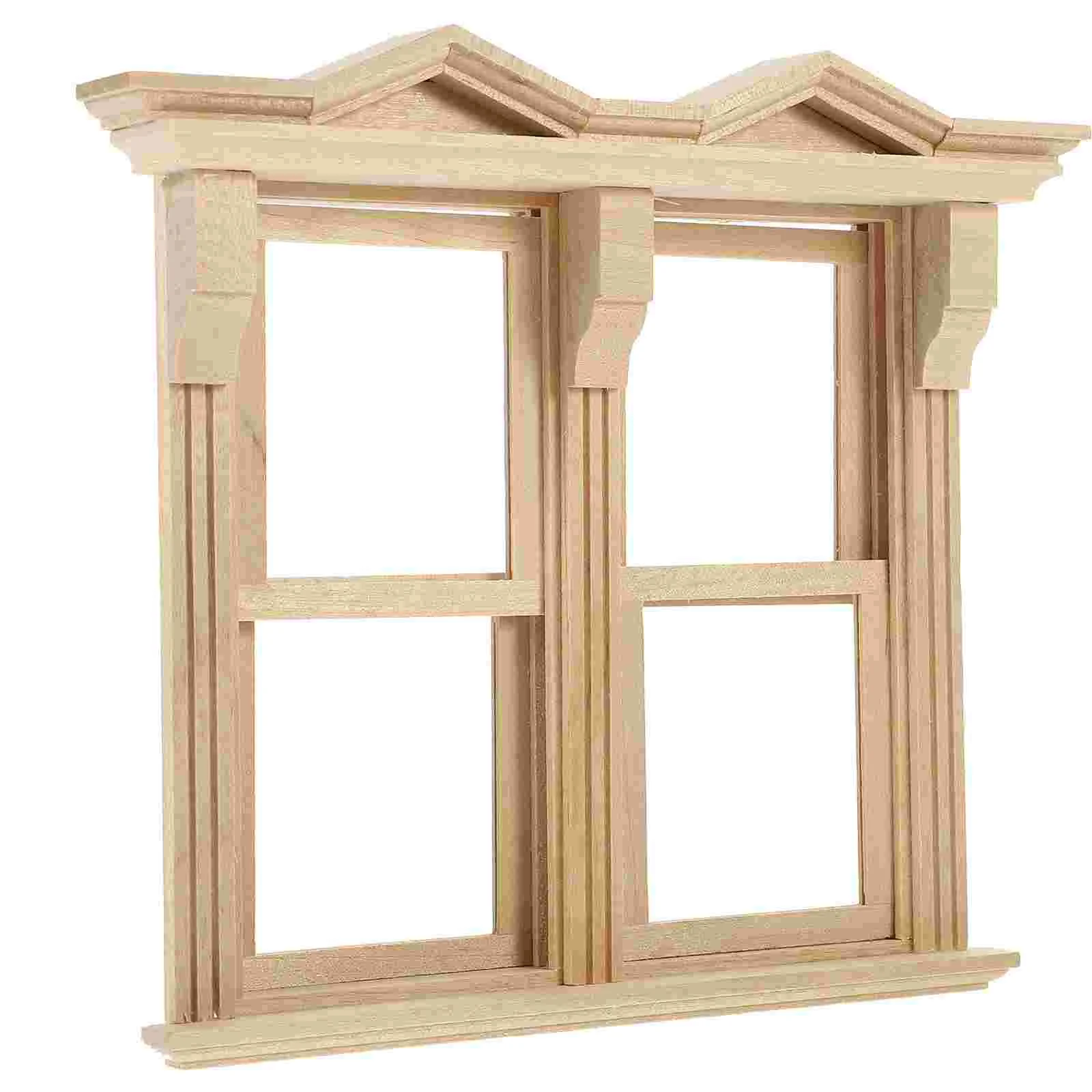 

Dollhouse Miniature Furniture Door and Window Model Wooden Scene Ornaments Sliding Toy Accessories