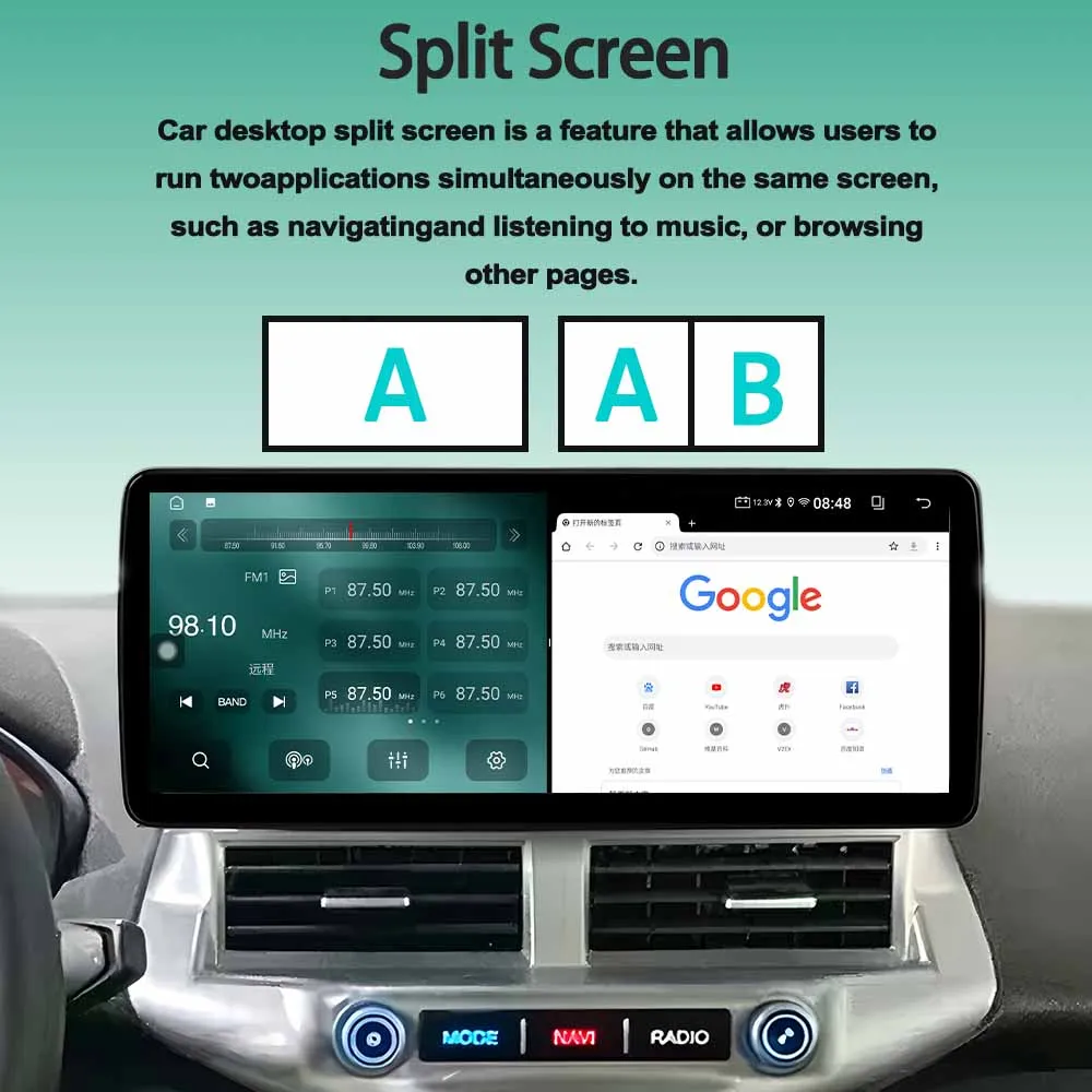 Для Toyota Corolla 2007-2013Android 15 стерео видео мультимедиа 4G авто Carplay навигация GPS автомобильный разделенный экран беспроводной плеер