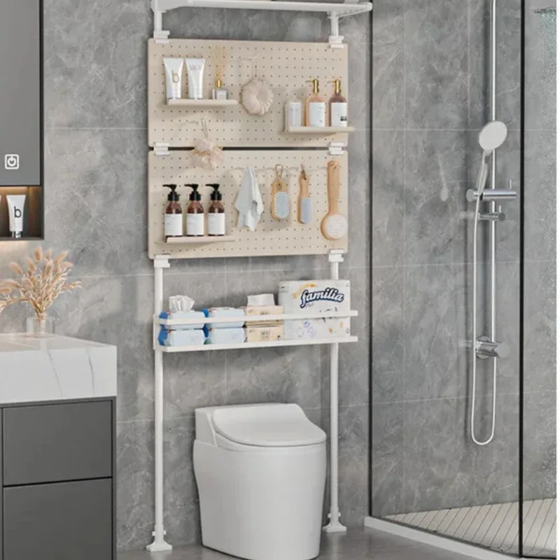 

Bathroom Storage Rack, No Drilling Ceiling-to-Floor Shelf, Narrow Design Towel Holder, Toilet Back Gap Organizer, Easy Assembly