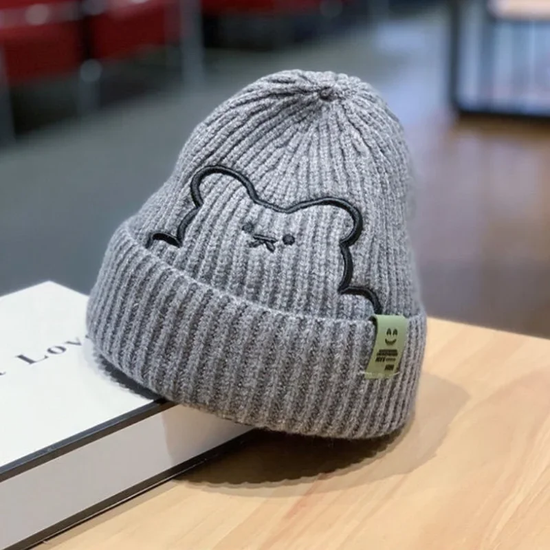 Kids Hats New Boys Girls Hat Winter Baby Knitting Cute Bear Pattern Caps Fashion Keep Warm Beanie Cap Kid Accessories 0-6Years