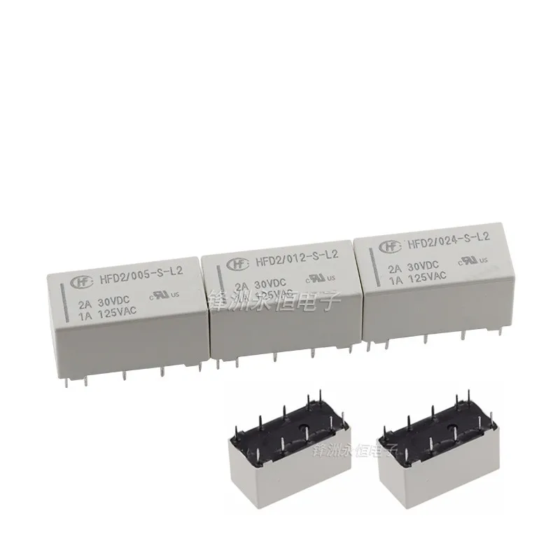 Relé de Travamento Magnético Hfd2 005-s-l2 Hfd2003-s-l2-d Hfd2-005-m-l2 Hfd2 012-s-l2 Hfd2 024-m-l2 10pin 2a 1a 125v 20 Peças 100 Novo