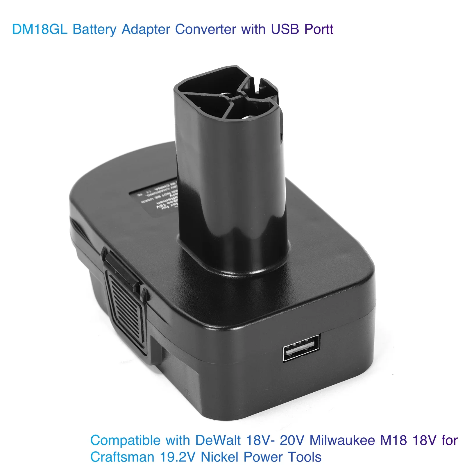 

DM18GL Battery Adapter Converter with USB Portt Compatible with DeWalt 18V- 20V Milwaukee M18 18V for Craftsman 19.2V