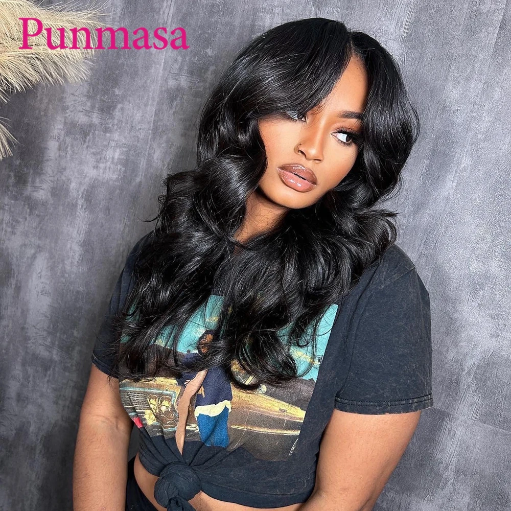 Punmasa 30 Inch Blue Body Wave 13x6 Human Hair Wig Transparent Lace Front Wigs for Black Women PrePlucked 200%  13X4 Frontal Wig