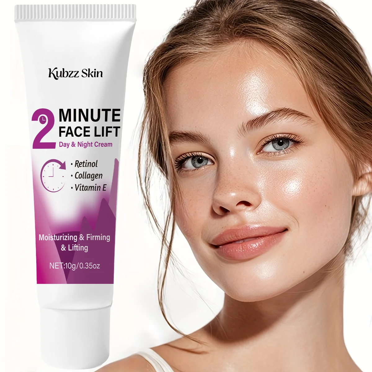 2-Minute Facial Lifting Day and Night Cream - Collagen Lifting and Firming Cream, Contains Retinol, Collagen, Turmeric, Hyaluronic Acid, and Vitamin C - Moisturizing and Smoothing, Suitable for All Skin Types, Alcohol-Free, 48-Hour Hydration, 10g Small Size, Easy to Carry, for Lifting at Any Time
