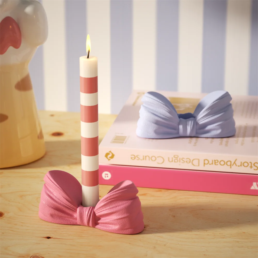 Nicole Bow Taper świecznik betonowe formy silikonowe DIY Bowtie świecznik jesmonite formy narzędzia do dekoracji domu