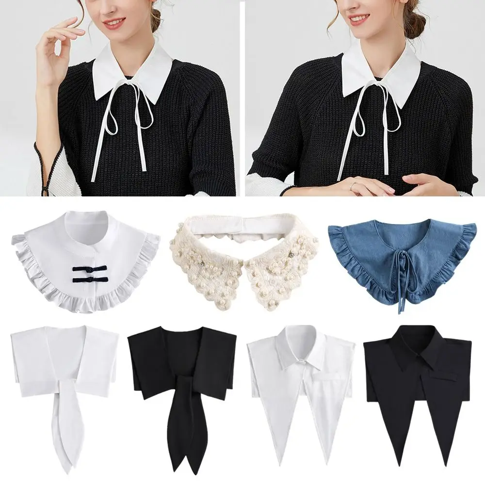 

Classic Shirt Fake Collar Fashion Cotton Detachable Blouse False Collar Vintage Women Lapel