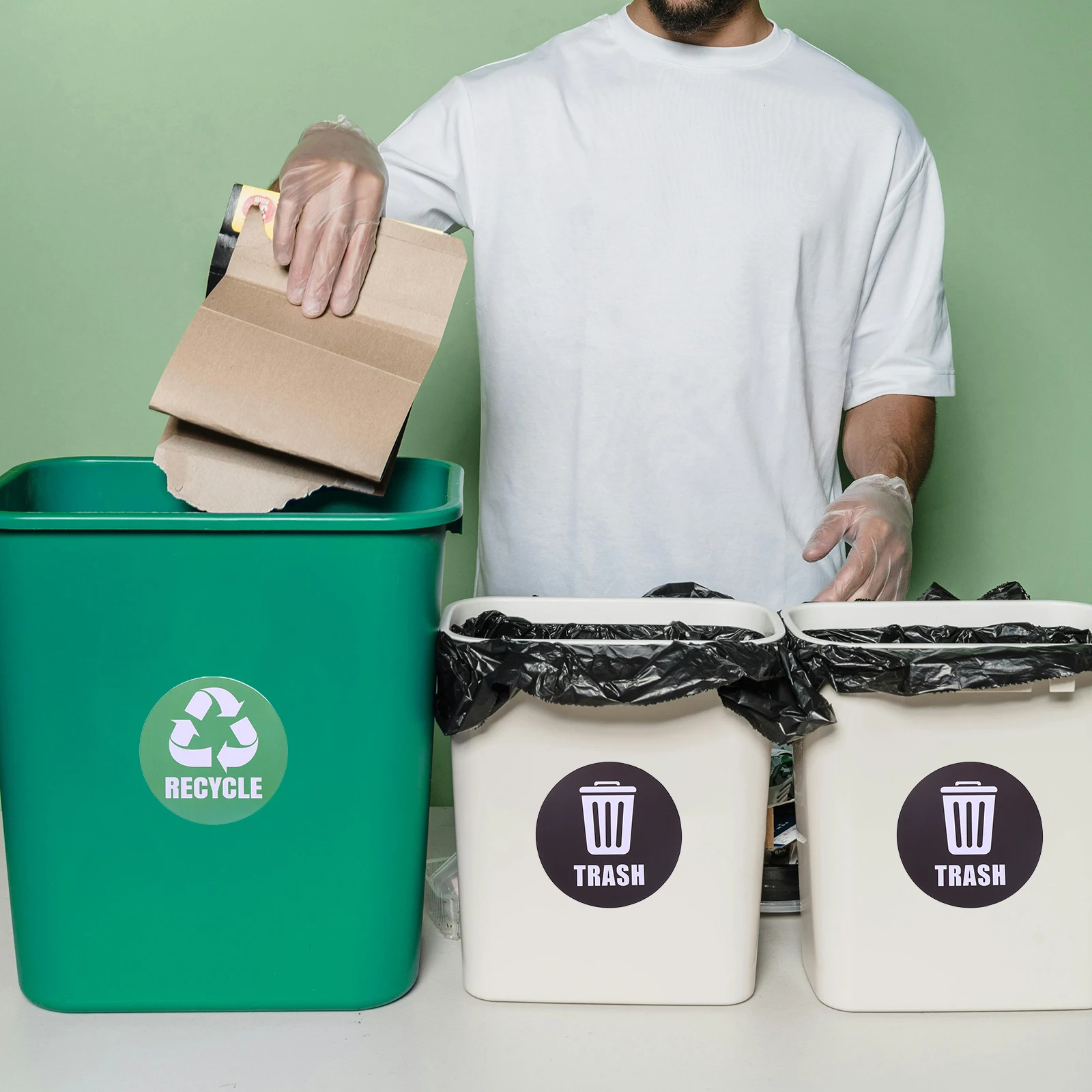 

6 Pcs Trash Can Sorting Stickers Large Garbage Reminder Labels Junk Box Material Waste Classification Recycling Classification