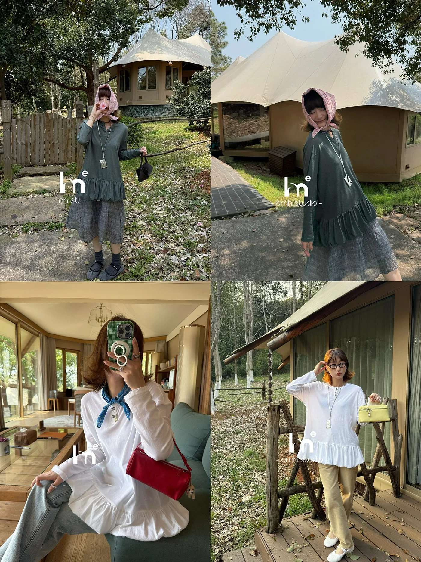 

Футболка EMH с плиссированной юбкой-облаком, из прочного хлопка, легкая, комфортная, с воротником хенли, с длинным рукавом, женская летняя модель