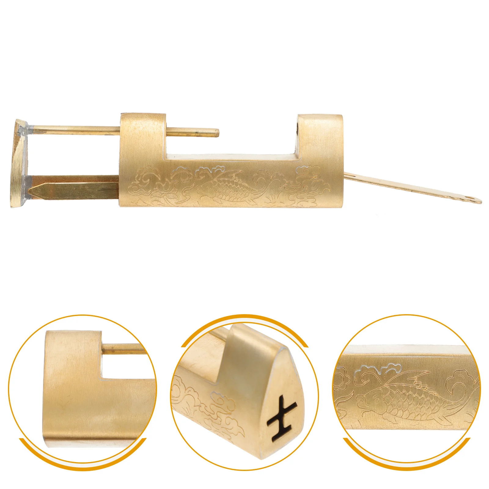 

Vintage Copper Lock Retro for Jewelry Box Chinese Padlock Suitcase Good Luster