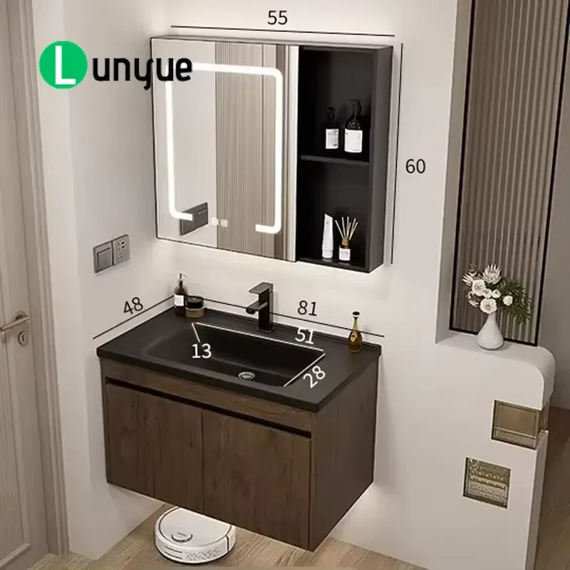Modern Luxury Plywood Wall Mounted Bathroom Vanity Cabinet Eco Friendly Durable High Quality Storage Furniture for Home Decor