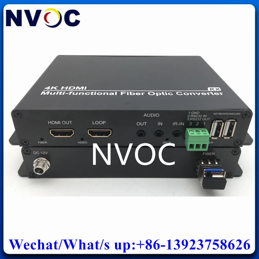 4K HDMI Multi-function Fiber Optic Converter With KVM USB/RS232 Data/IR/3.5mm Audio,Uncompressed 4096x2160@30Hz HDMI Transceiver