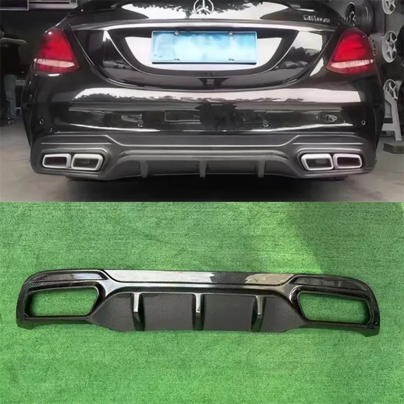 

For Mercedes Benz C Class C180L C200 15+ Real Carbon Fiber Bumper Front Lip Rear Lip Spoiler Splitter Accessories Body Kit