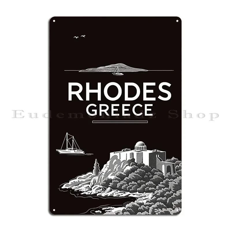 A Vintage Travel Art Of Rhodes Greece Metal Plaque Poster Cinema Customize Pub Living Room Wall Mural Tin Sign Poster