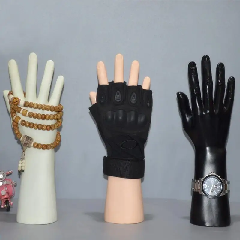 A52E Männliche Schaufensterpuppe Hände Modell Display Handschuhe Schmuck Modellständer für Heimdekoration/Juweliergeschäft – Schwarz/Weiß/Hautton – Detail 6