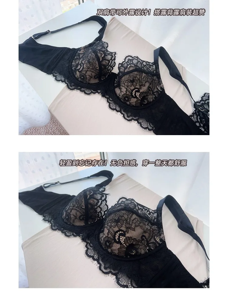 Leichtes BH-Set aus französischer Spitze |   Ultradünne, atmungsaktive Körbchen, Minimizer Push Up für große Brüste |   Anti-Sagging Summer MOYISU Sexy