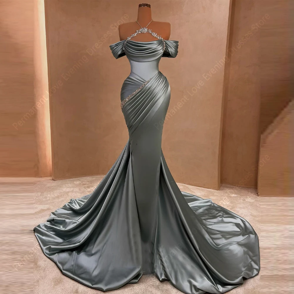 

Classical Women's Mermaid Modern Evening Dresses Off Shoulder Sleeveless Customized Prom Gowns Party Vestidos De Noche Elegantes