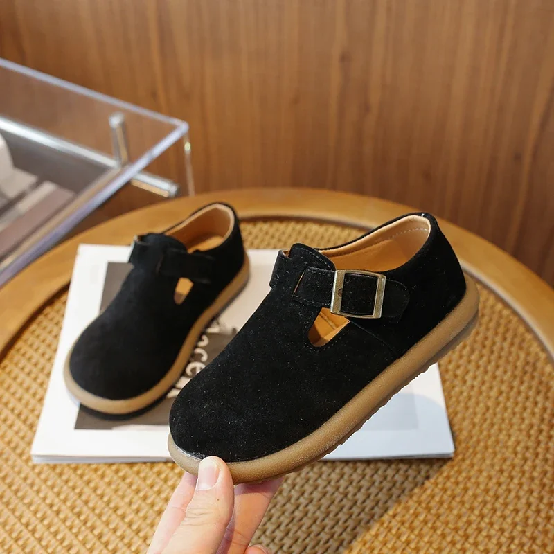 Little Girls Leather Shoes Black Children\'s Fashion Loafers Boys Kids Princess Shoes Solid Color Korean Style Anti-Slippery 2024