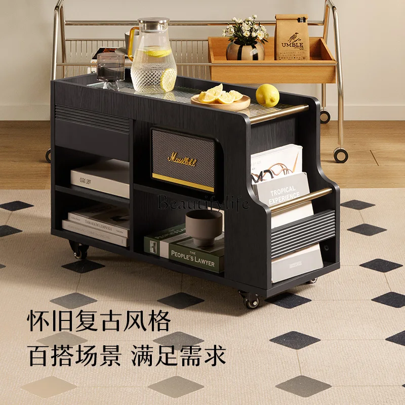 Modern simple movable large-capacity storage side cabinet trolley