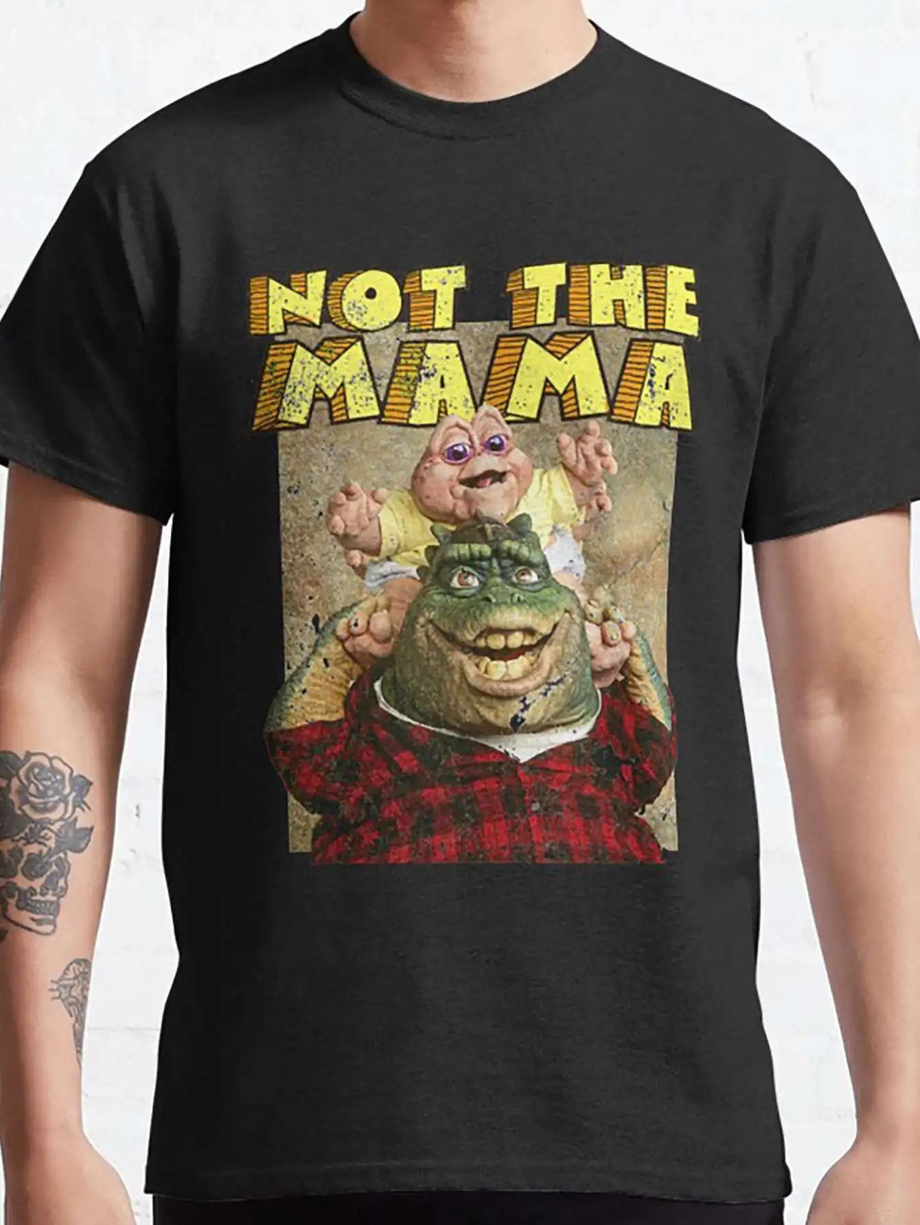 

"Not The Mama" Graphic T-Shirt - 100% Cotton, Men's Crew Neck, Bold Cartoon Print All-Season