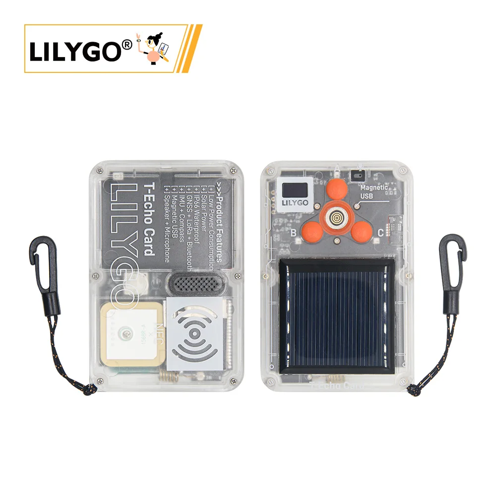 LILYGO® T-Echo-Card nRF52840 Dev Board  SX1262 LoRa Wireless Module L76K GPS ICM20948 9-Axis IMU Chip Audio SSD1315 OLED Display