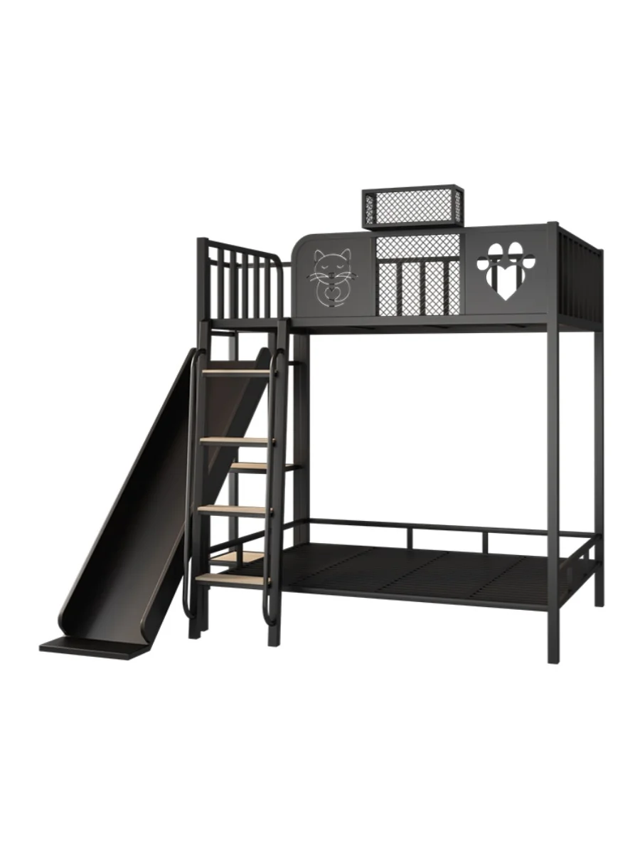 Wrought iron elevated bed sheet upper layer adult children bunk bed attic space saving upper and lower bunk iron frame