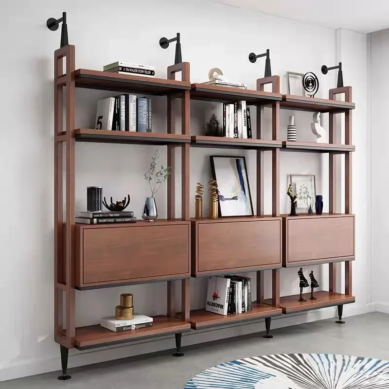 Wholesale Custom Wrought Iron Shoe Rack Bag Shelf Floor Bookcase Minimalist Partition Full Wall Multi Layer Storage Unit