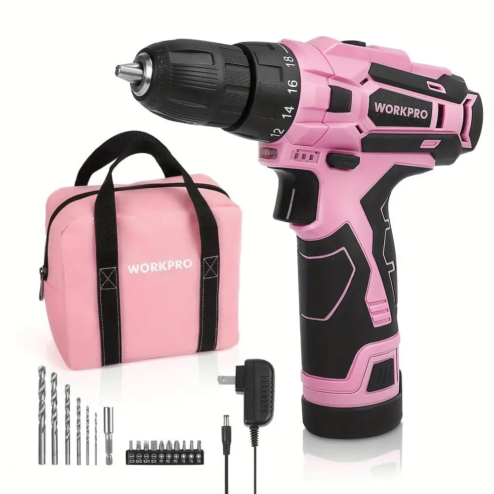 Cordless Drill Driver Set 12V Electric Screwdriver Tool Kit Keyless Chuck Charger Storage Bag Included Lightweight Ergonomic