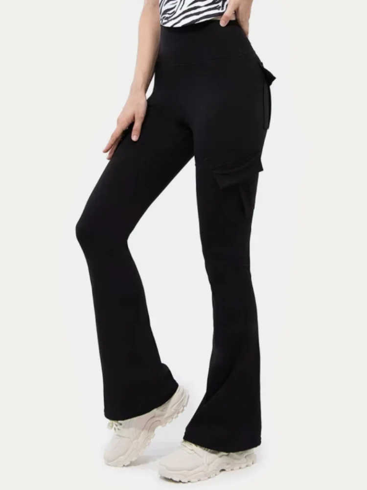 Pantaloni da yoga bootleg casual da donna nuovi Leggings svasati da allenamento taglie forti Pantaloni da salopette a vita alta con tasche