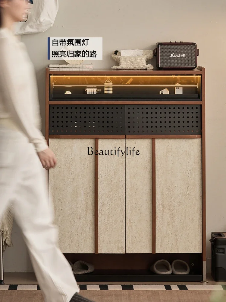 

yj32 Retro solid wood shoe cabinet Middle antique entrance narrow locker