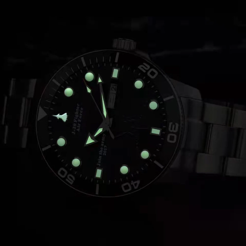 Chinese Air Force Automatic Watches Men Miyota Mechanical Wristwatches 43mm Military 100M Diver Watch Luminous Clock Homage 2022