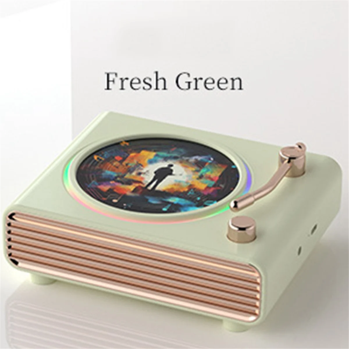 AB51 Portable Retro Green Bluetooth Speaker Wall Mounted Heavy Bass Soundbar Colorful Ambient Light Wireless MP3 Music Player