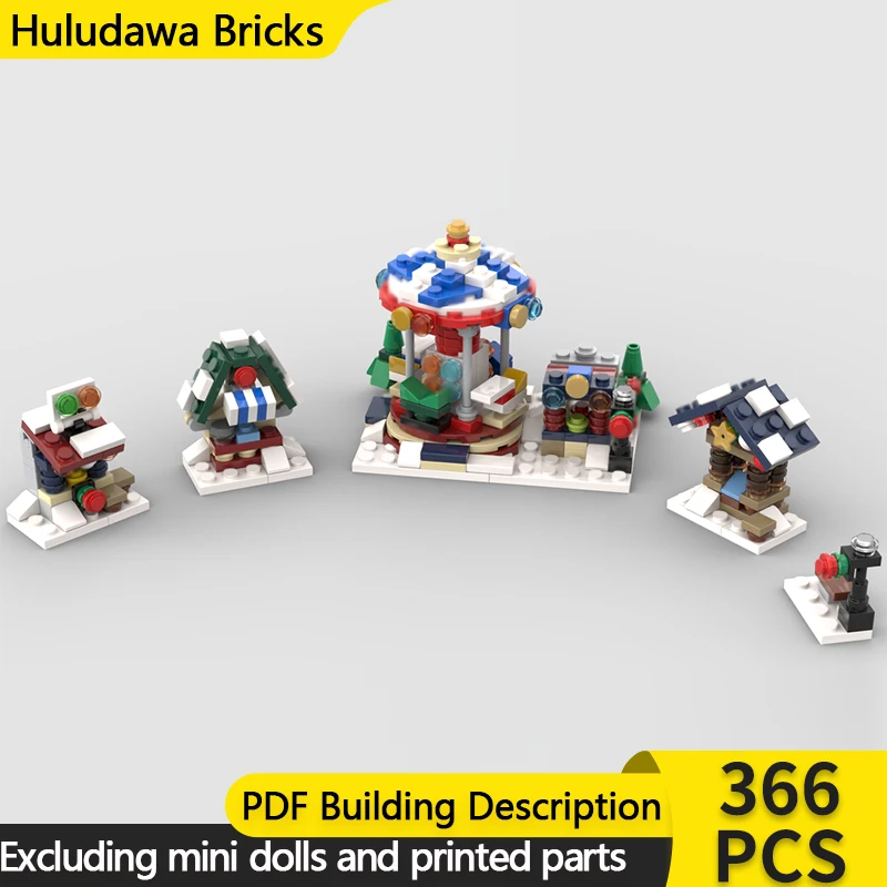 

Модель City Street View MOC, строительные кирпичи, зимний деревенский рынок, модульная технология, детские праздничные подарки, сборные игрушки, костюм