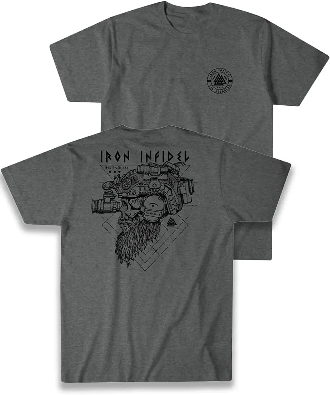 TIL Valhalla เสื้อ American Beard Warrior ยุทธวิธี Skull T เสื้อใหม่ 100% Cotton แขนสั้น O-คอเสื้อยืด Casual Mens TOP