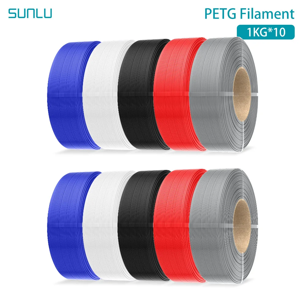 SUNLU PETG Filament 10KG 3D-Drucker 1,75mm 1KG, Keine Blasen, Umweltfreundlich für FDM 3D-Druck-Filamente