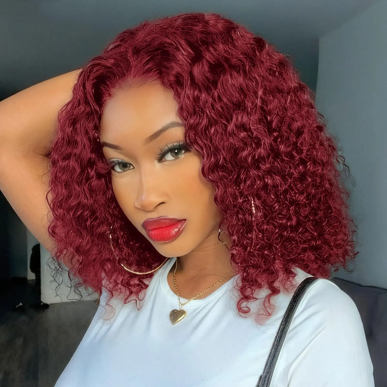 

Бургундские парики-боб 99J с глубокими волнами, 13x4 HD, с кружевной передней частью, из натуральных человеческих волос, перуанские, глубоко вьющиеся, бразильские, с кружевной застежкой и фронтальным краем