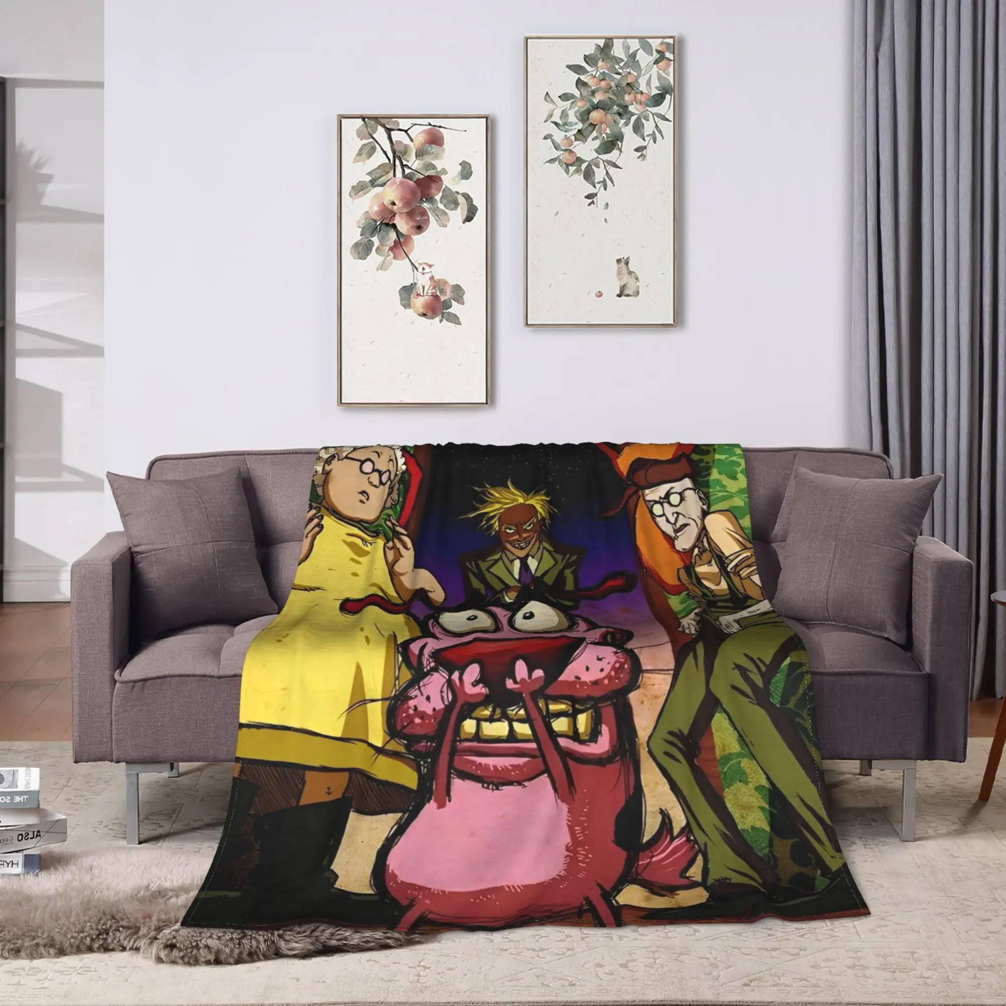 Courage Cowardlys Dog Blanket Quality Super Soft  Throw Blanket Winter Decorative Living Room Aesthetic Bedspread