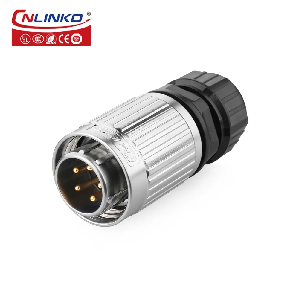 5 Pin Connector Male Female Panel Mount, CNLINKO YW-20 5 Pin Industrial Power Plug to Socket Metal Connector